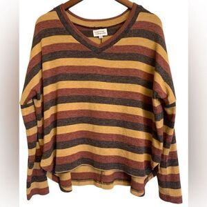 Something Somewhere Striped V-neck Oversized Sweater S/M